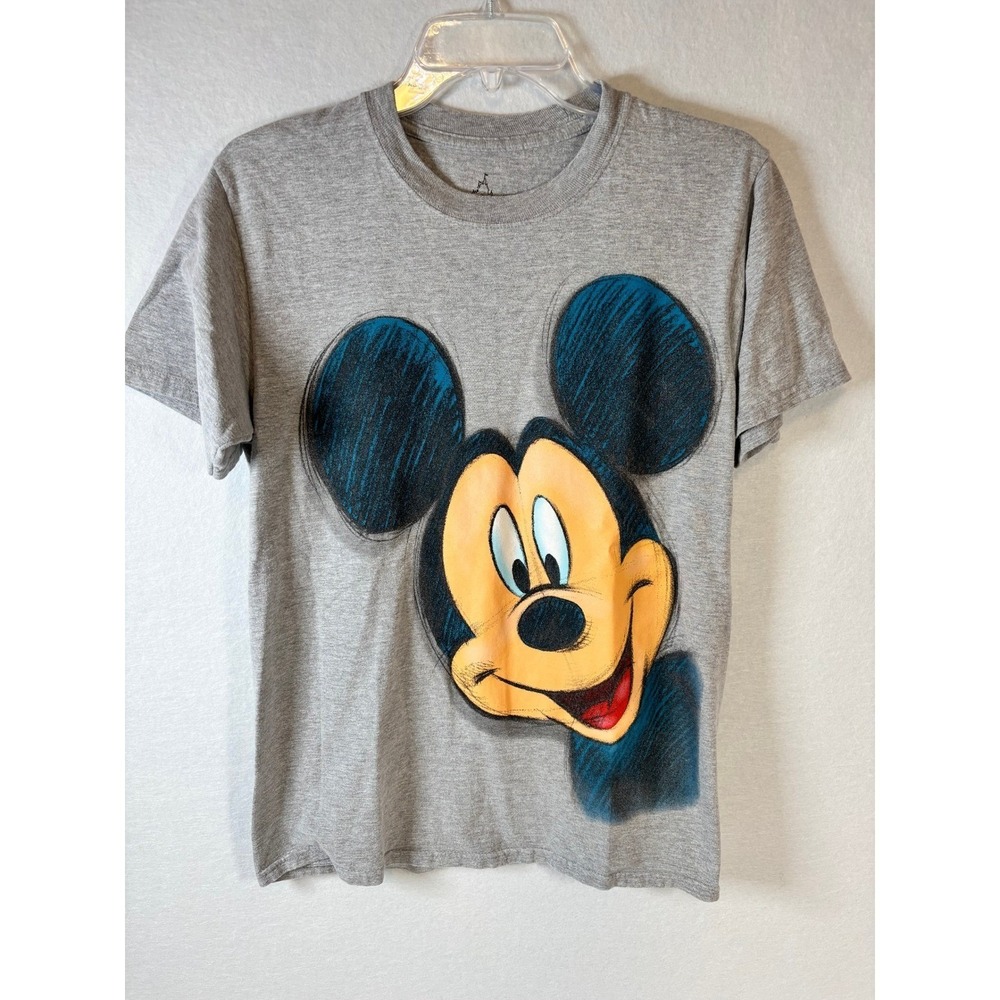 Disney Parks Mickey Mouse Sketch Graphic T-Shirt Gray Hanes Mens Small S